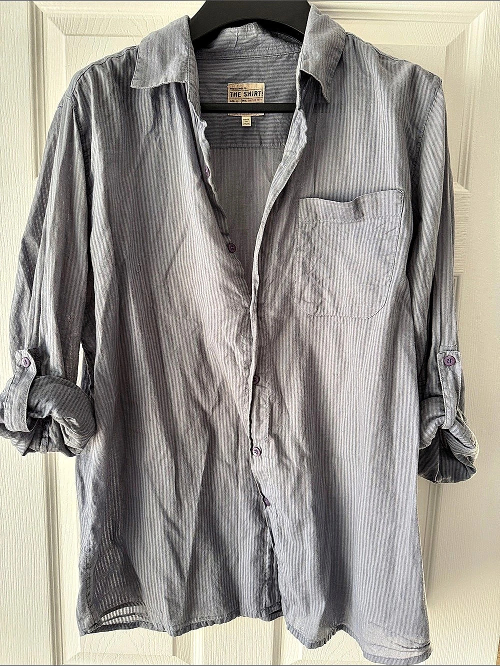 Joe’s Jeans The Shirt Striped Button Down Shirt in Blue Gray Size Medium